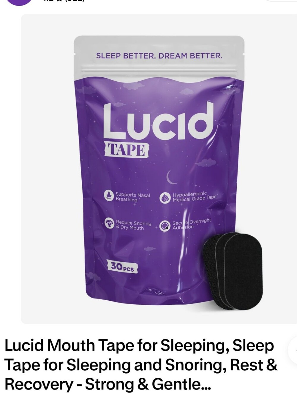 New In Package Lucid Sleep Mouth Tape 30 Count (5 Packs Worth)